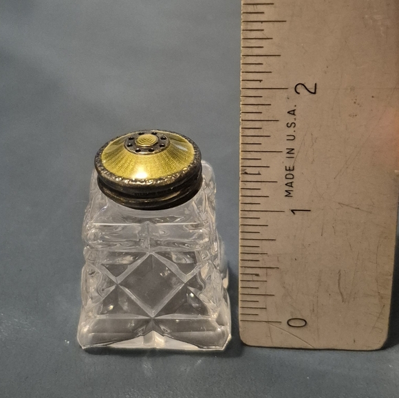 Vtg Enamel Sterling Top Salt/Pepper Shaker